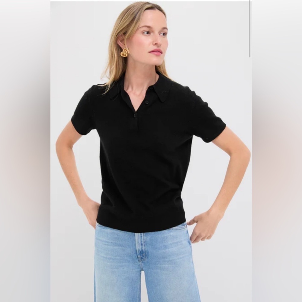 New with tags Tuckernuck black short sleeve knit polo top.